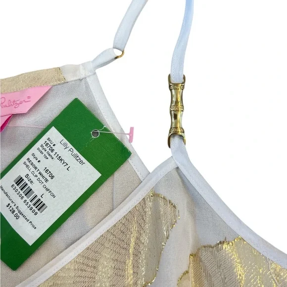 Lilly Pulitzer Dusk Top Shell Clip Dot Chiffon Large - Picture 8 of 8